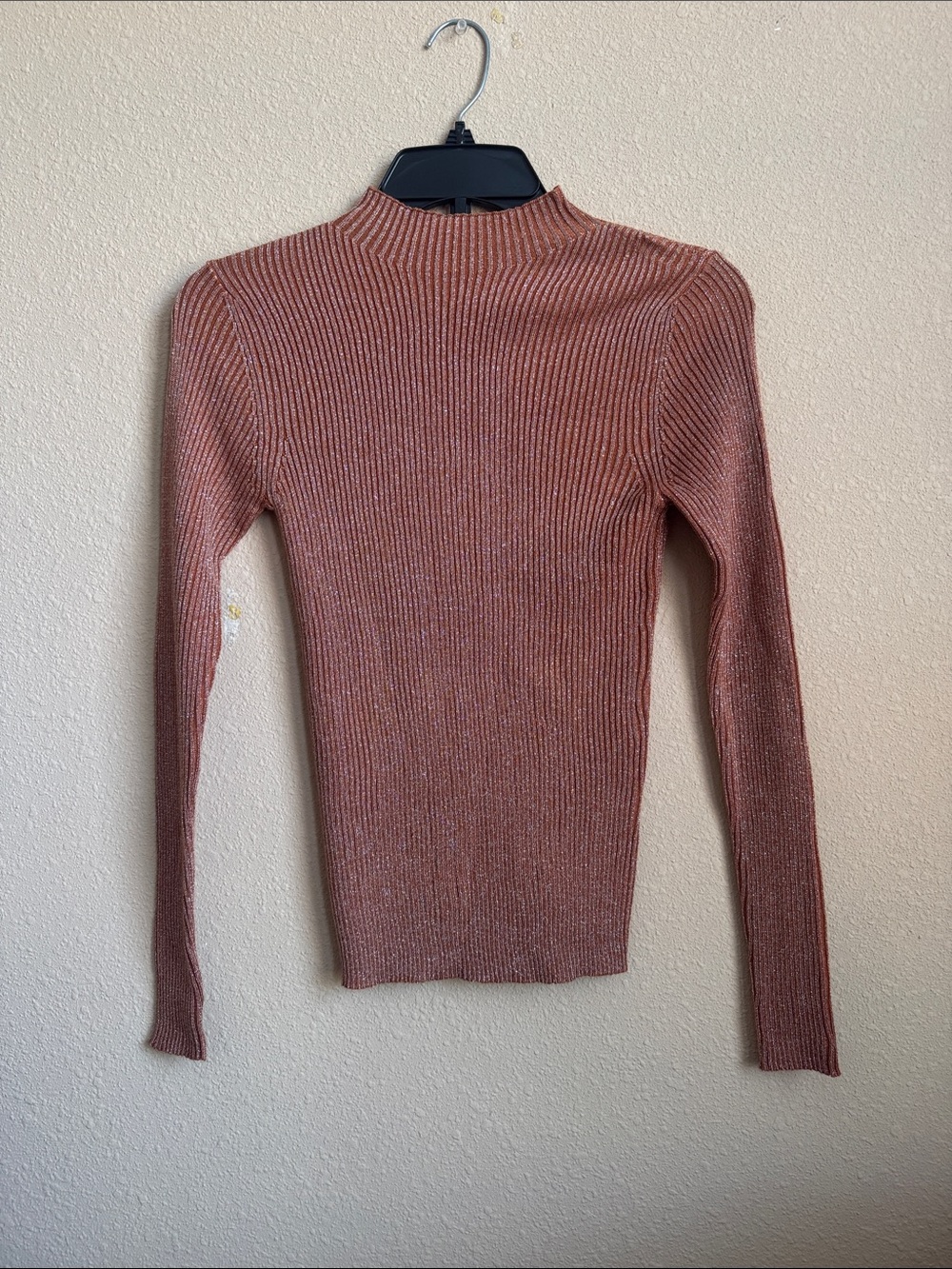 Sage the Label Metallic Ribbed Mock Neck Sweater NWT
